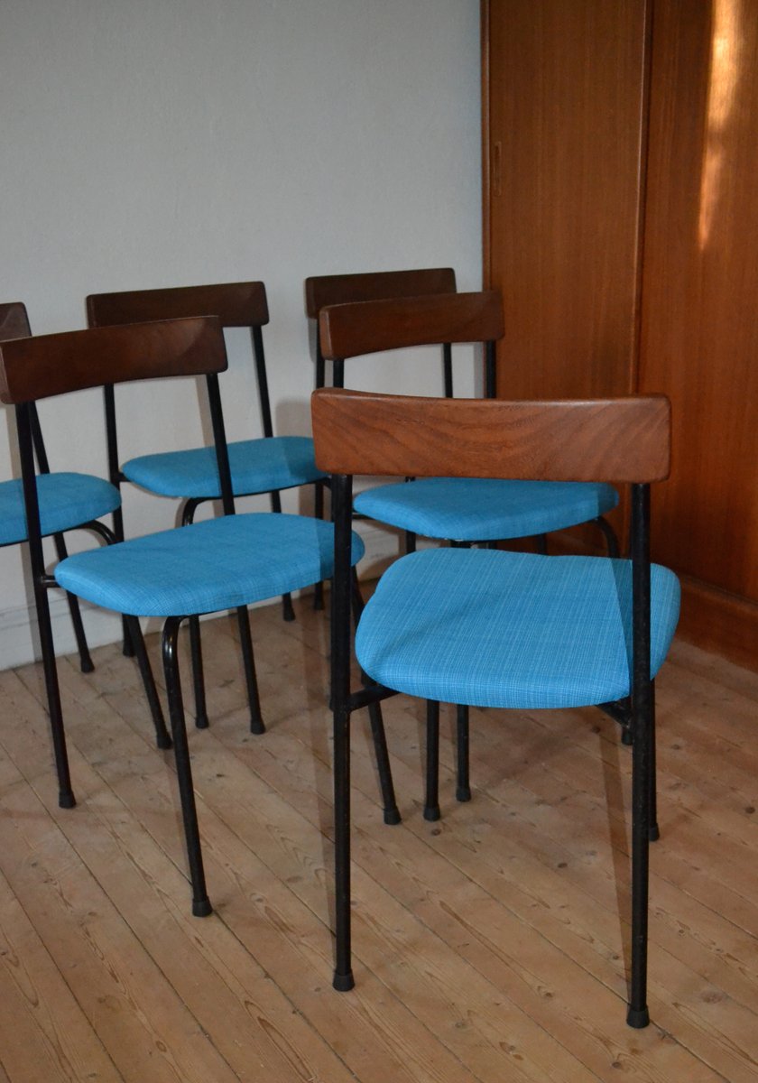 Swedish Metal & Teak Chairs from Bjärnums Stolfabrik, 1962, Set of 6