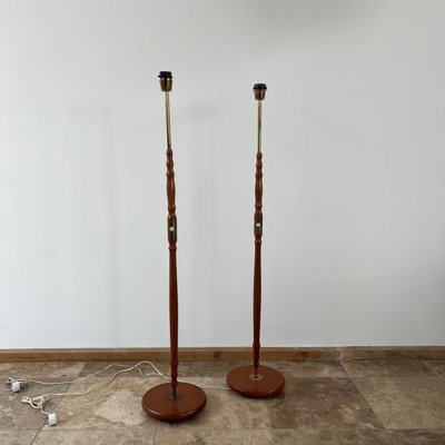 Swedish Mid-Century Brass and Teak Floor Lamps, Set of 2-JRP-1324824