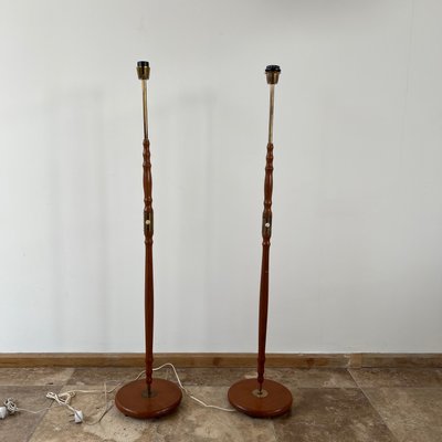 Swedish Mid-Century Brass and Teak Floor Lamps, Set of 2-JRP-1324824