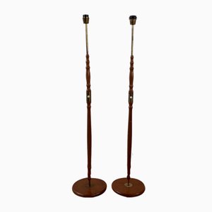 Swedish Mid-Century Brass and Teak Floor Lamps, Set of 2-JRP-1324824