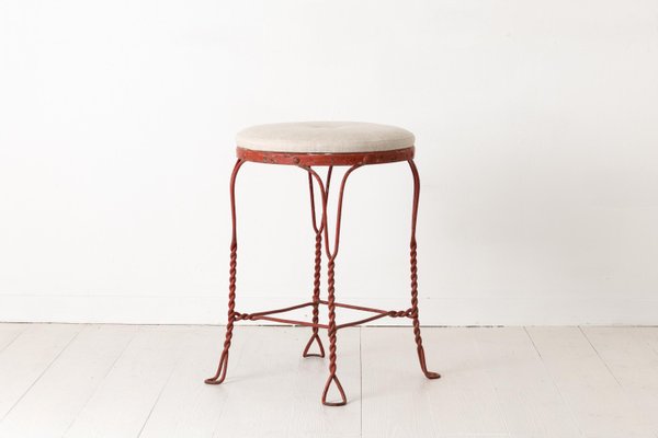 Swedish Mid-Century Red Iron Stools, Set of 4-MJF-931243