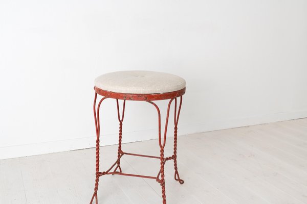 Swedish Mid-Century Red Iron Stools, Set of 4-MJF-931243