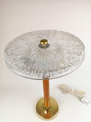 Swedish Mid-Century Table Lamp in Brass, Crystal and Wood from Boréns-UYK-806913