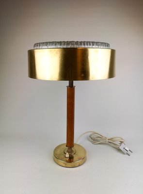 Swedish Mid-Century Table Lamp in Brass, Crystal and Wood from Boréns-UYK-806913