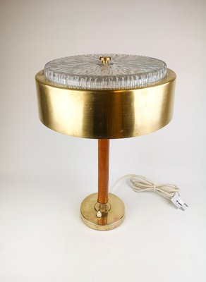 Swedish Mid-Century Table Lamp in Brass, Crystal and Wood from Boréns-UYK-806913