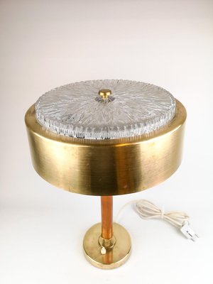 Swedish Mid-Century Table Lamp in Brass, Crystal and Wood from Boréns-UYK-806913