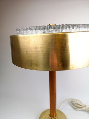 Swedish Mid-Century Table Lamp in Brass, Crystal and Wood from Boréns-UYK-806913