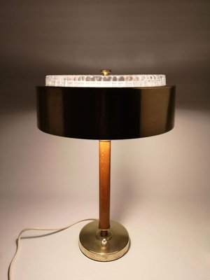 Swedish Mid-Century Table Lamp in Brass, Crystal and Wood from Boréns-UYK-806913