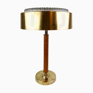 Swedish Mid-Century Table Lamp in Brass, Crystal and Wood from Boréns-UYK-806913