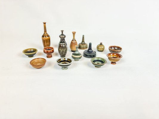 Swedish Miniatures Ceramic Set by Andersson John for Höganäs, 1960s, Set of 15-UYK-771535