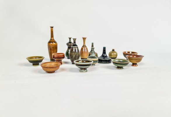 Swedish Miniatures Ceramic Set by Andersson John for Höganäs, 1960s, Set of 15-UYK-771535