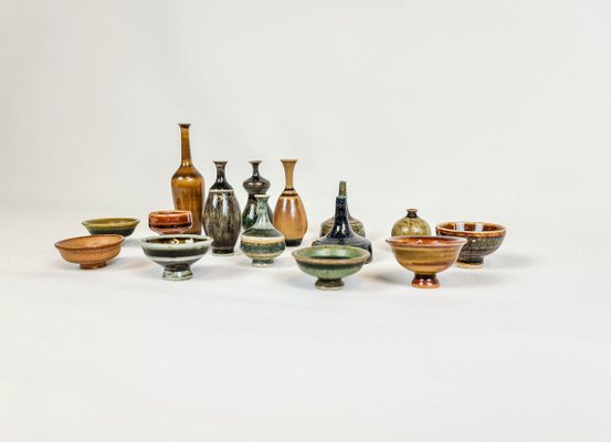 Swedish Miniatures Ceramic Set by Andersson John for Höganäs, 1960s, Set of 15-UYK-771535