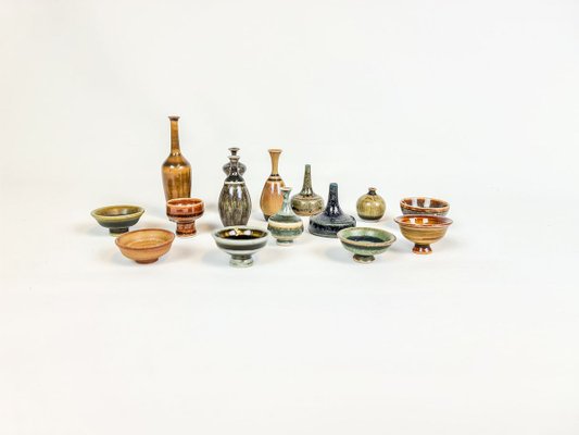 Swedish Miniatures Ceramic Set by Andersson John for Höganäs, 1960s, Set of 15-UYK-771535