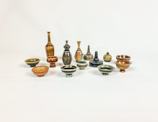 Swedish Miniatures Ceramic Set by Andersson John for Höganäs, 1960s, Set of 15-UYK-771535