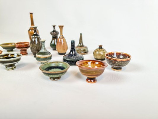 Swedish Miniatures Ceramic Set by Andersson John for Höganäs, 1960s, Set of 15-UYK-771535