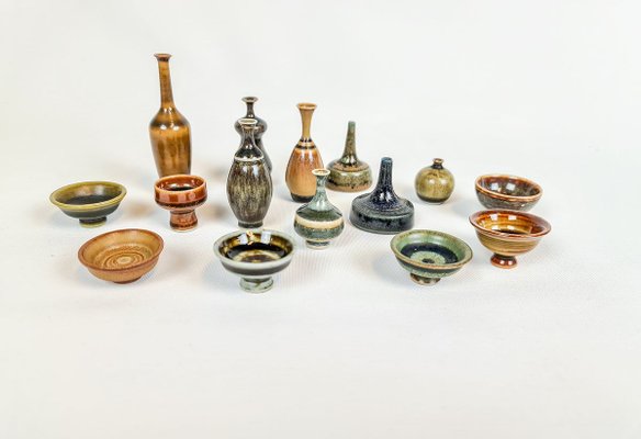 Swedish Miniatures Ceramic Set by Andersson John for Höganäs, 1960s, Set of 15-UYK-771535