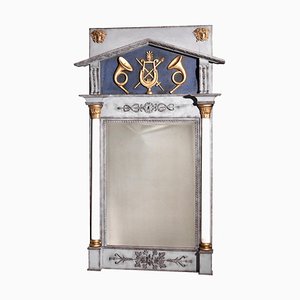 Swedish Mirror with Guilt Carving and White Columns, 1810s-SA-953668