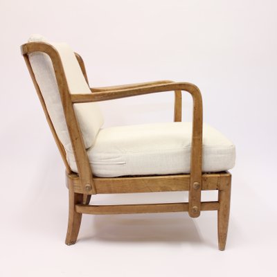 Swedish Modern Birch, Bambu & Rattan Longe Chair attributed to Otto Schulz for Boet, 1940s-KQ-1427900