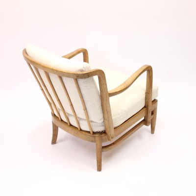 Swedish Modern Birch, Bambu & Rattan Longe Chair attributed to Otto Schulz for Boet, 1940s-KQ-1427900