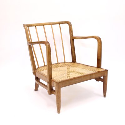 Swedish Modern Birch, Bambu & Rattan Longe Chair attributed to Otto Schulz for Boet, 1940s-KQ-1427900