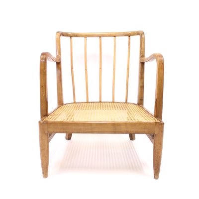 Swedish Modern Birch, Bambu & Rattan Longe Chair attributed to Otto Schulz for Boet, 1940s-KQ-1427900