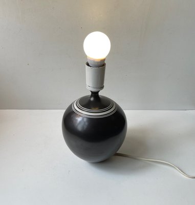 Swedish Modern Black Ceramic Table Lamp with White Stripes-LCR-1057321