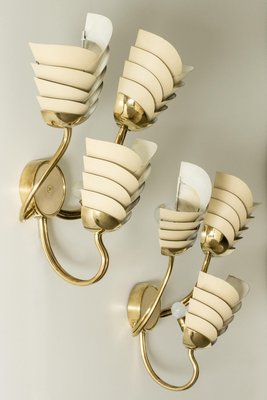 Swedish Modern Brass Wall Lights, 1940s, Set of 2-NL-2019550