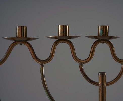 Swedish Modern Candelabras in Brass, 1940s, Set of 2-FM-1722762