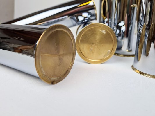 Swedish Modern Candelholders in Brass and Steel from Englesson, Sweden, 1970s, Set of 6-UYK-807010