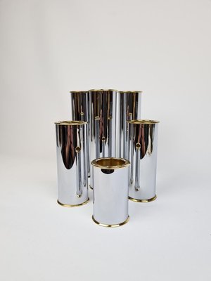 Swedish Modern Candelholders in Brass and Steel from Englesson, Sweden, 1970s, Set of 6-UYK-807010