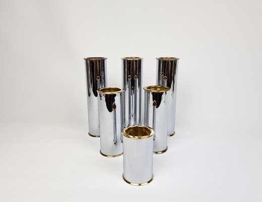 Swedish Modern Candelholders in Brass and Steel from Englesson, Sweden, 1970s, Set of 6-UYK-807010