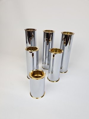 Swedish Modern Candelholders in Brass and Steel from Englesson, Sweden, 1970s, Set of 6-UYK-807010