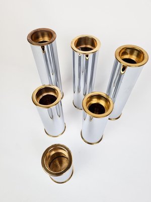 Swedish Modern Candelholders in Brass and Steel from Englesson, Sweden, 1970s, Set of 6-UYK-807010