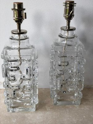 Swedish Modern Clear Glass Table Lamps from Pukeberg, 1960s, Set of 2-ARN-625747