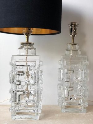 Swedish Modern Clear Glass Table Lamps from Pukeberg, 1960s, Set of 2-ARN-625747