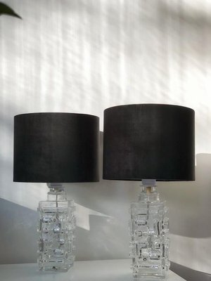 Swedish Modern Clear Glass Table Lamps from Pukeberg, 1960s, Set of 2-ARN-625747