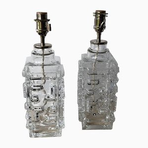 Swedish Modern Clear Glass Table Lamps from Pukeberg, 1960s, Set of 2-ARN-625747