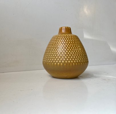 Swedish Modern Dotted Ceramic Vase with Yellow Glaze, 1970s-LCR-1682124