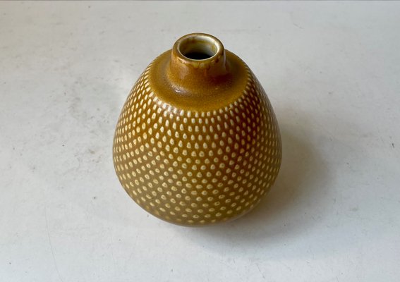 Swedish Modern Dotted Ceramic Vase with Yellow Glaze, 1970s-LCR-1682124