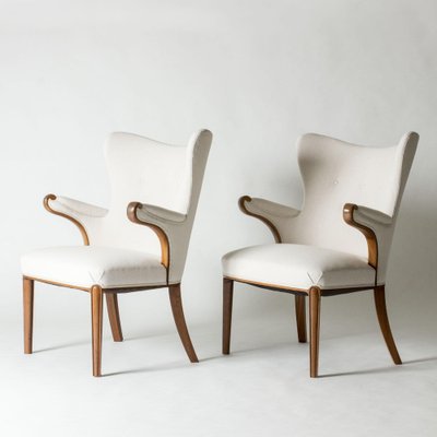 Swedish Modern Easy Chairs, 1940s, Set of 2-NL-2040807