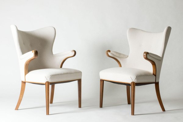 Swedish Modern Easy Chairs, 1940s, Set of 2-NL-2040807