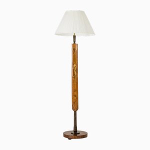 Swedish Modern Floor Lamp from Mjölby Intarsia, 1930s-NL-1703007