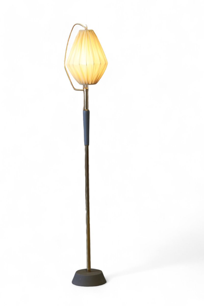 Swedish Modern Floor Lamp with Drop-Shaped Shade from Malmö Metallvarufabrik, 1940s