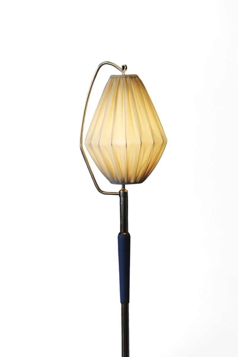 Swedish Modern Floor Lamp with Drop-Shaped Shade from Malmö Metallvarufabrik, 1940s