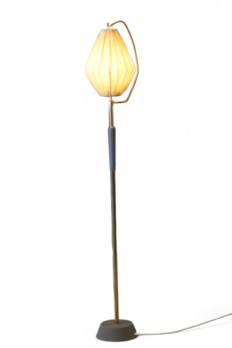 Swedish Modern Floor Lamp with Drop-Shaped Shade from Malmö Metallvarufabrik, 1940s