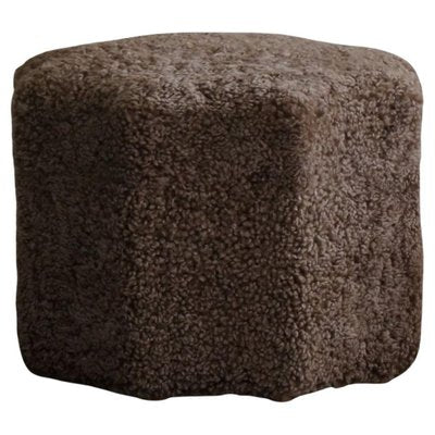 Swedish Modern Octagon Shaped Pouf/Stool in Shearling Lambswool, 1940s-MXF-2018031