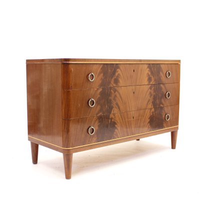 Swedish Modern Pyramid Mahogany Chest of Drawers, 1940s-KQ-1195789