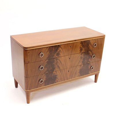 Swedish Modern Pyramid Mahogany Chest of Drawers, 1940s-KQ-1195789