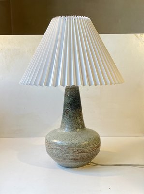 Swedish Modern Stoneware Table Lamp in Dusty Green Glaze, 1970s-LCR-2031588