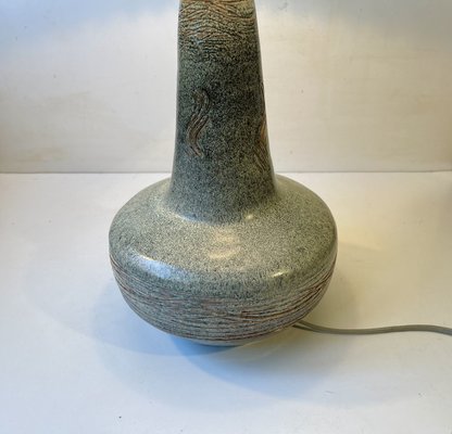 Swedish Modern Stoneware Table Lamp in Dusty Green Glaze, 1970s-LCR-2031588